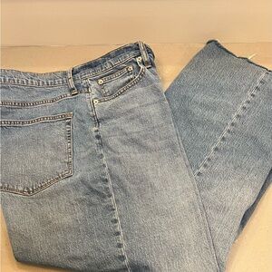 J Crew Wide Leg Ankle Jean with Raw Hem